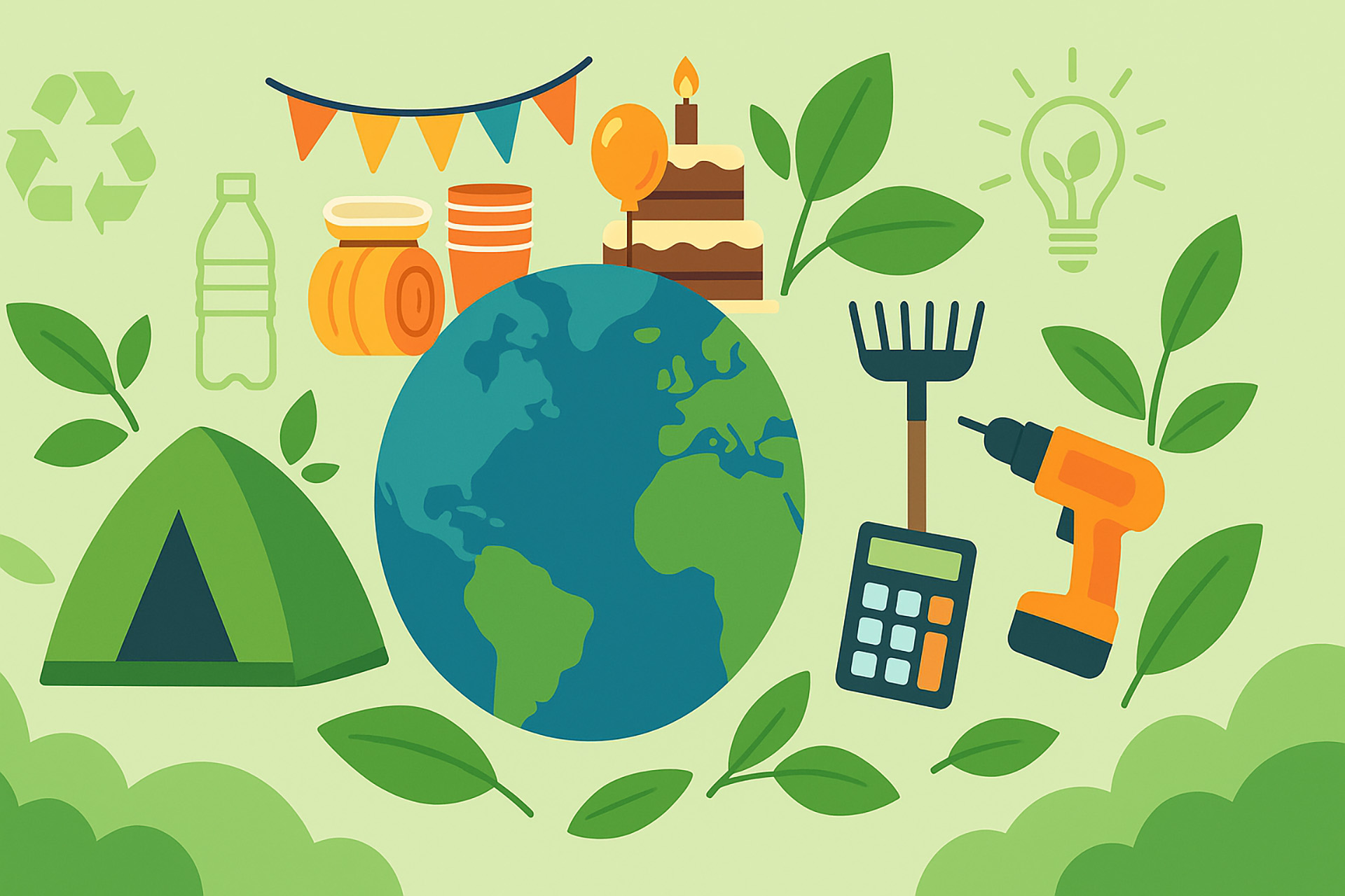 Community sharing and sustainability illustration